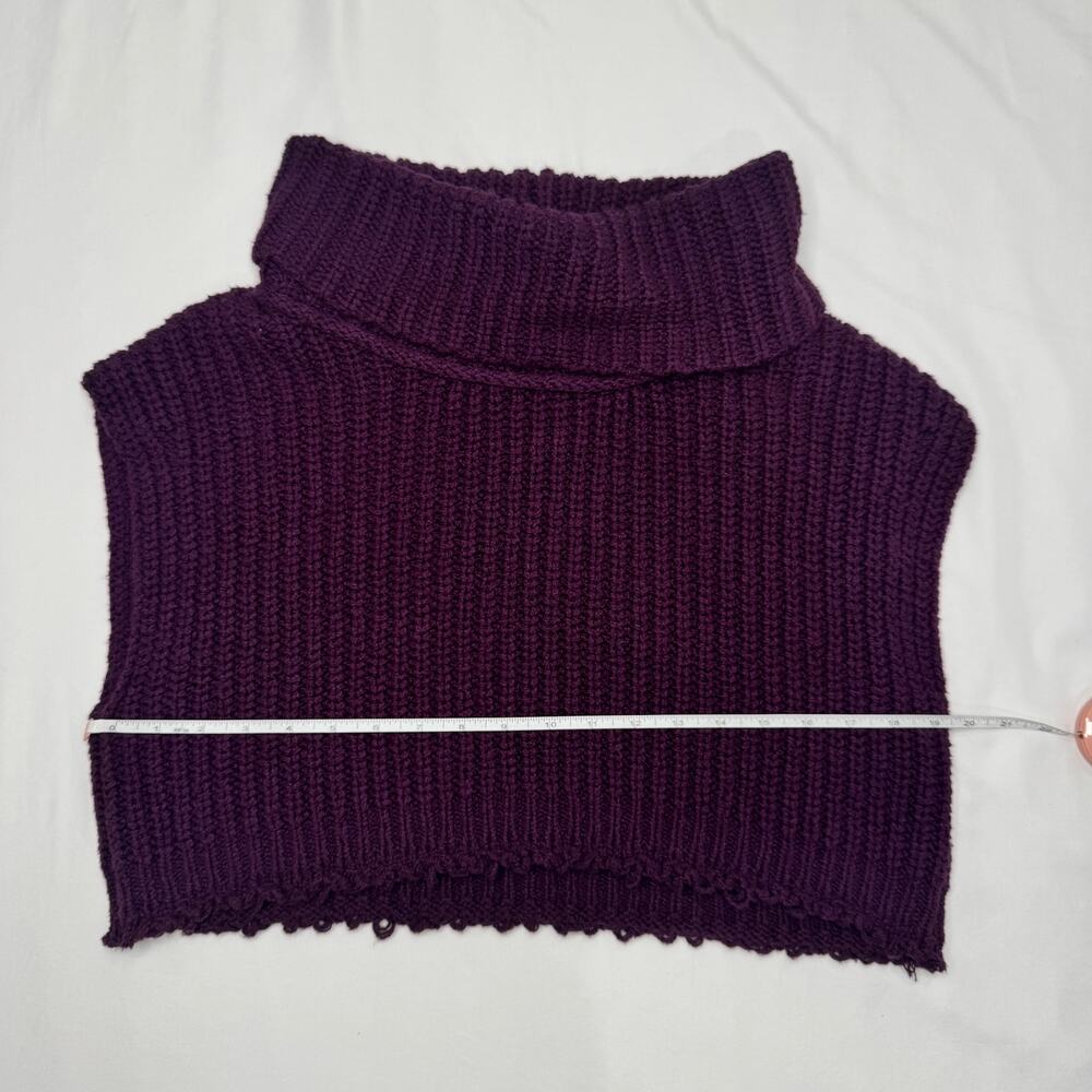 Free People Hunny Bunny Crop Sweater Women’s Large Purple Boho Dark Feminine - Picture 7 of 15